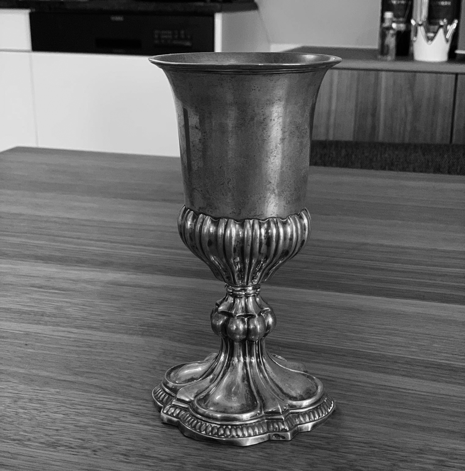 Kidduschbecher (Kelch), silber, Schwäbisch-Gmünd, c. 1840 private Sammlung
Punzen: Einhorn, 13, Amsterdam Zollamt